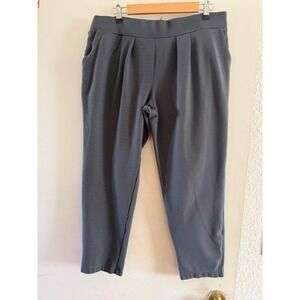 Modern Ambition Women Gray‎ Pleated Cropped Pants Elastic Waist XL Office